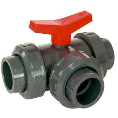 PVC Kulový třícestný ventil 32 mm T
