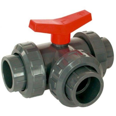 PVC Kulový třícestný ventil 40 mm T