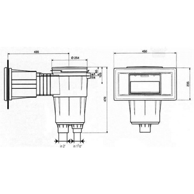 Skimmer 17,5 l, pro fólie, s mosaznými zástřiky, široké hrdlo, RAL7004