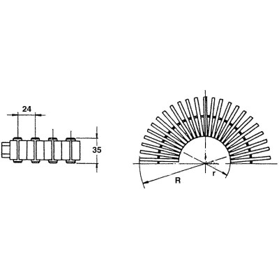 Roh pro roll rošt – 90° (pro pravoúhlé bazény) 196 mm