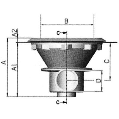 Podlahová výpust VA, pro fólii, mosazné zástřiky M6