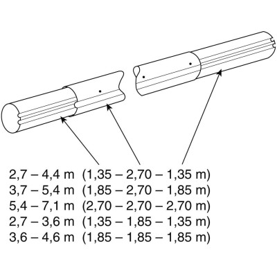 Teleskop. navíjecí tyč - délka: 2,7–4,4 m (eloxovaný hliník)