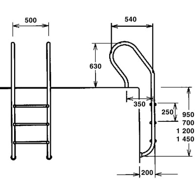 Žebřík nerez Mixta s pouzdrem 2 stupňový, AISI 304