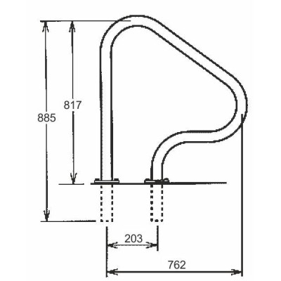 Žebříkové madlo 780mm s pouzdrem a rozetou AISI 316 - 1ks